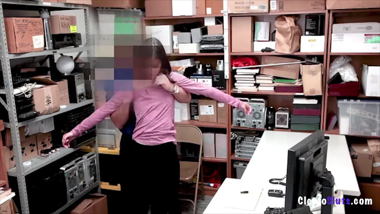 Brunette thief stripped and fucked hardcore after being caught