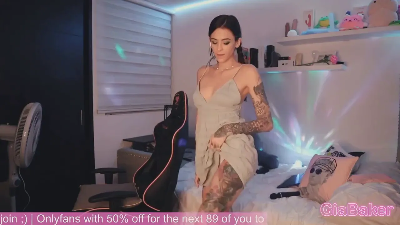 Exclusive POV camgirl Gia Baker teases in a summer dress before giving sloppy blowjob