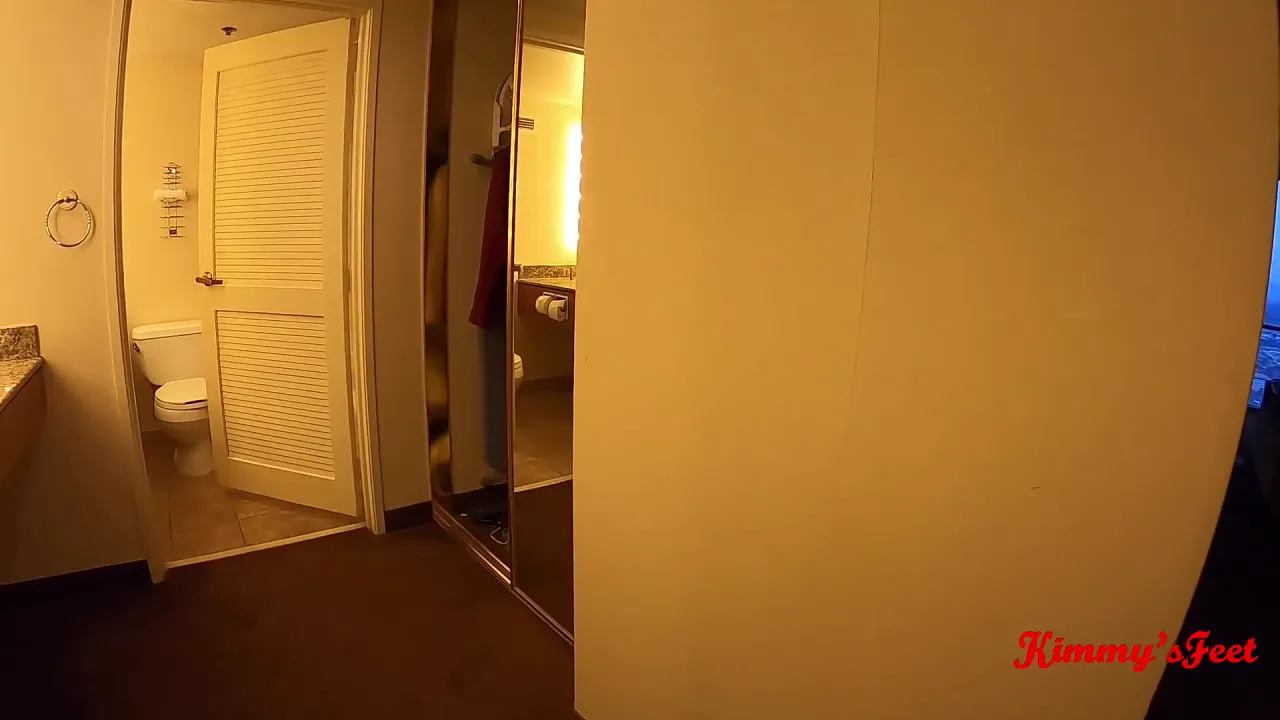 Hotel maid catches man masturbating and helps him jerk off with her gloves