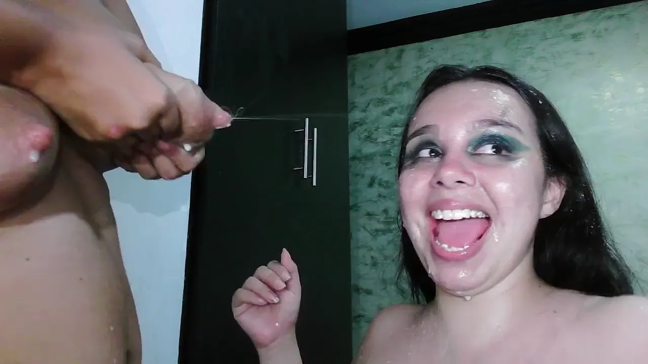Latina webcam model showers with big tits in fetish lesbian milk play
